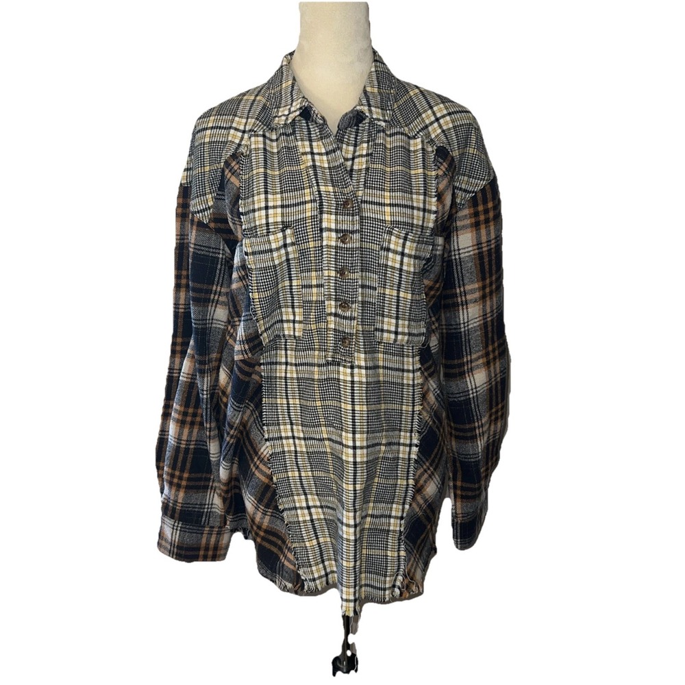 Bad Little Country~LARGE~Girl Plaid Oversize Shacket Button